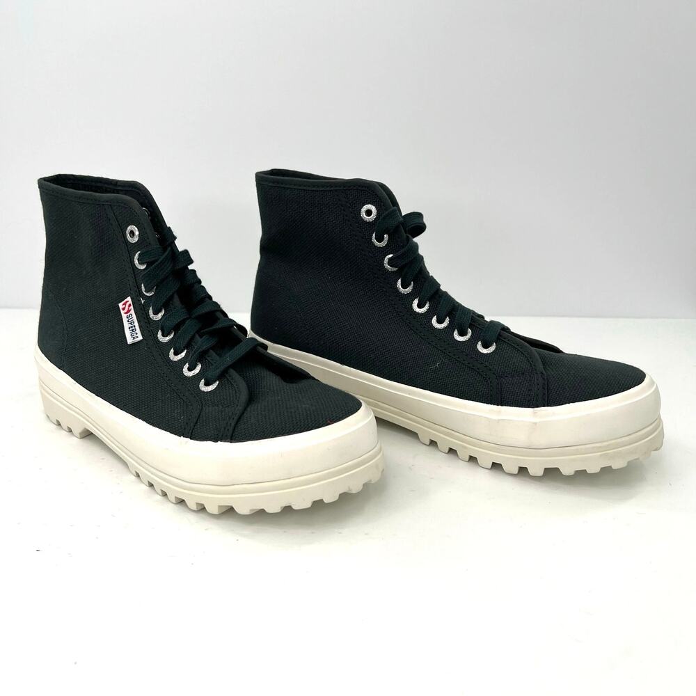 Superga women’s Hi Top canvas lug sole platform sneakers shoes. Designer